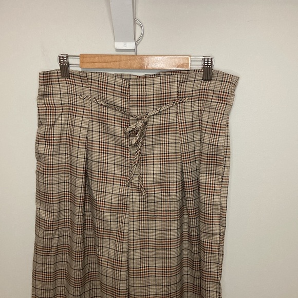 Cider Women’s size XL Mid Waist Plaid Check Trousers, Straight Wide Leg Pants - Picture 4 of 11